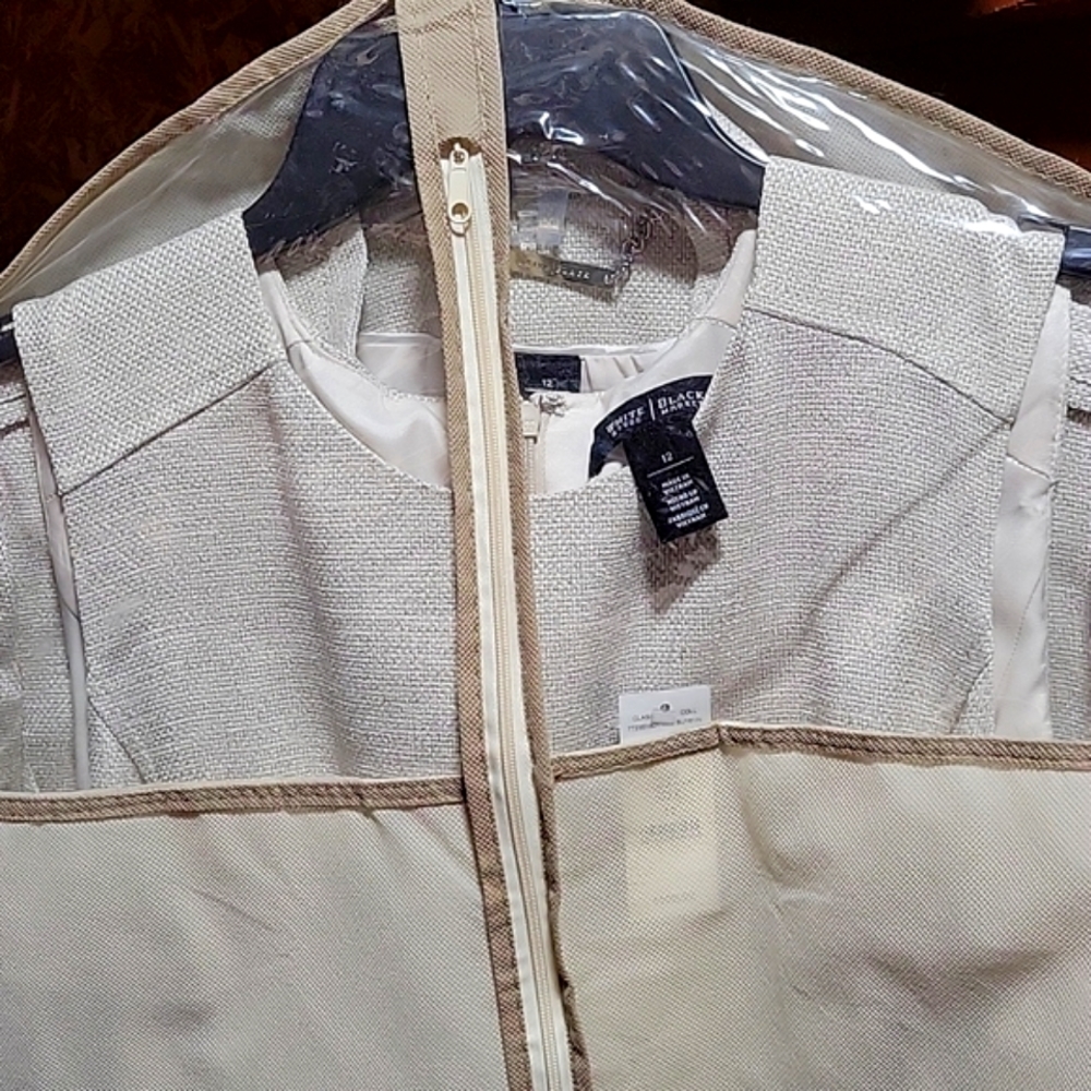 Sz 12 Cream/Linen Color White House Black Market Dress and Matching Blazer